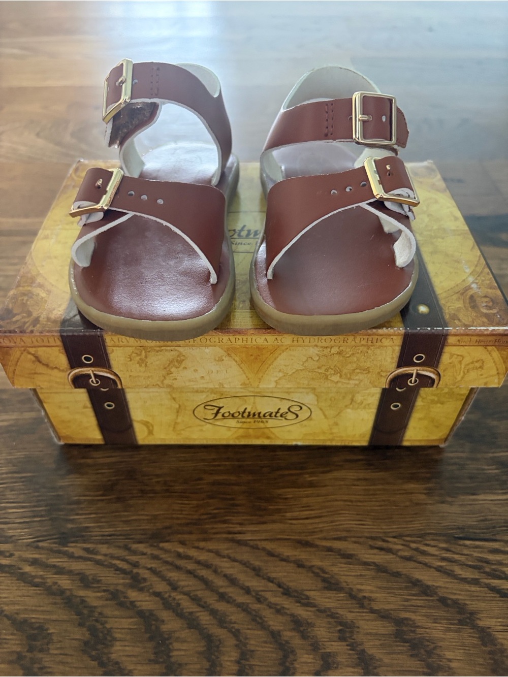 Footmates Brown Leather Toddler Sandals with Adjustable Buckles